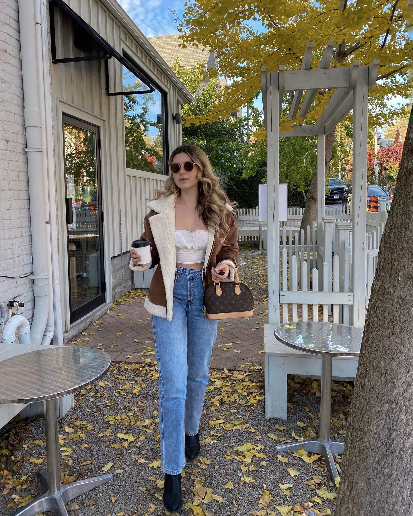 Faux Shearling Jacket with Jeans