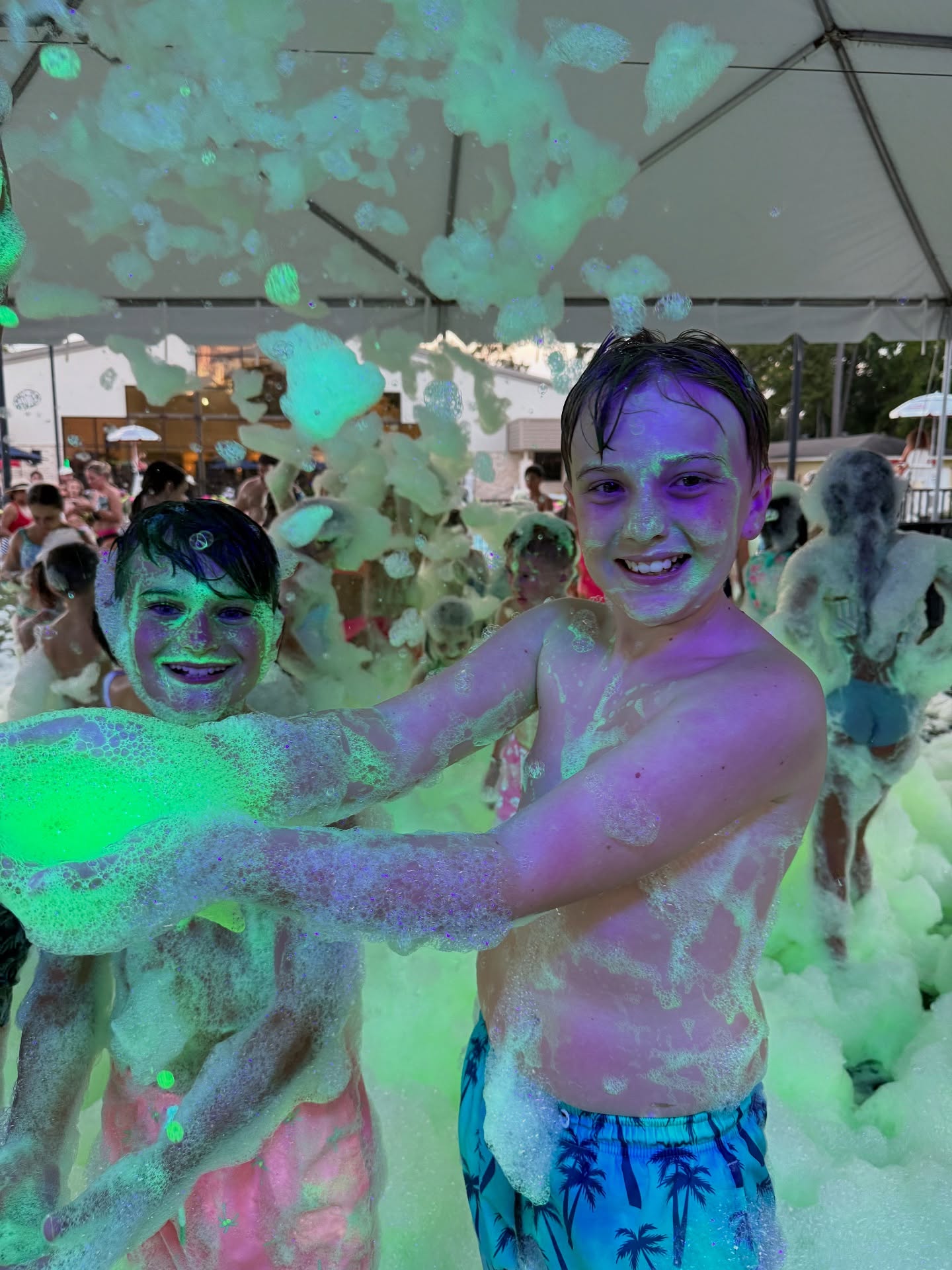 Glow-in-the-dark snow party