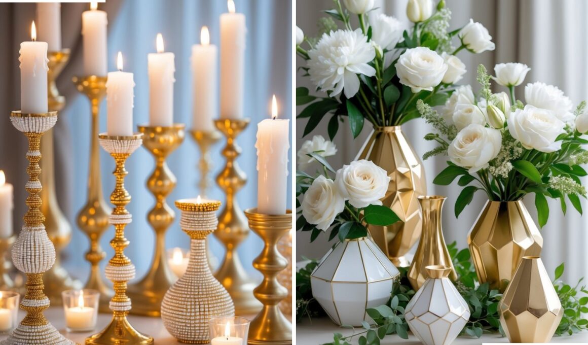 Gold and White Centerpiece Ideas