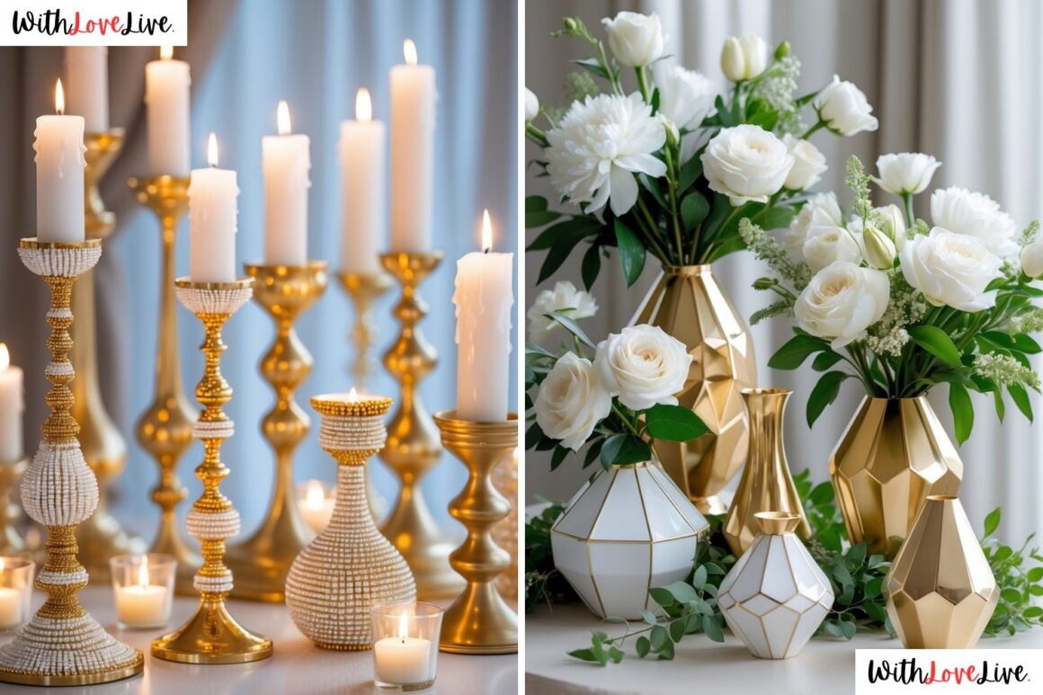 Gold and White Centerpiece Ideas