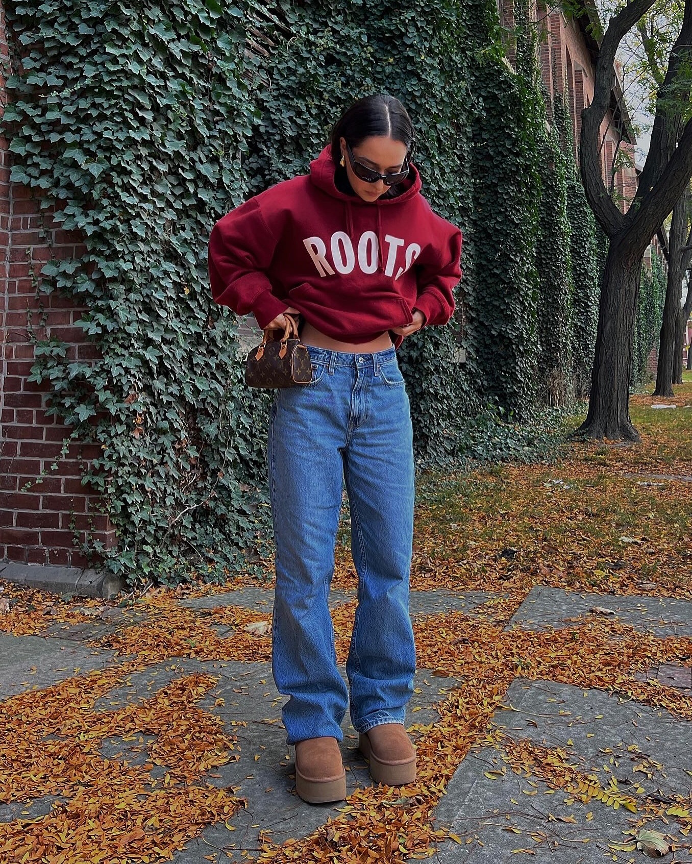 Jeans with a hoodie sweater 