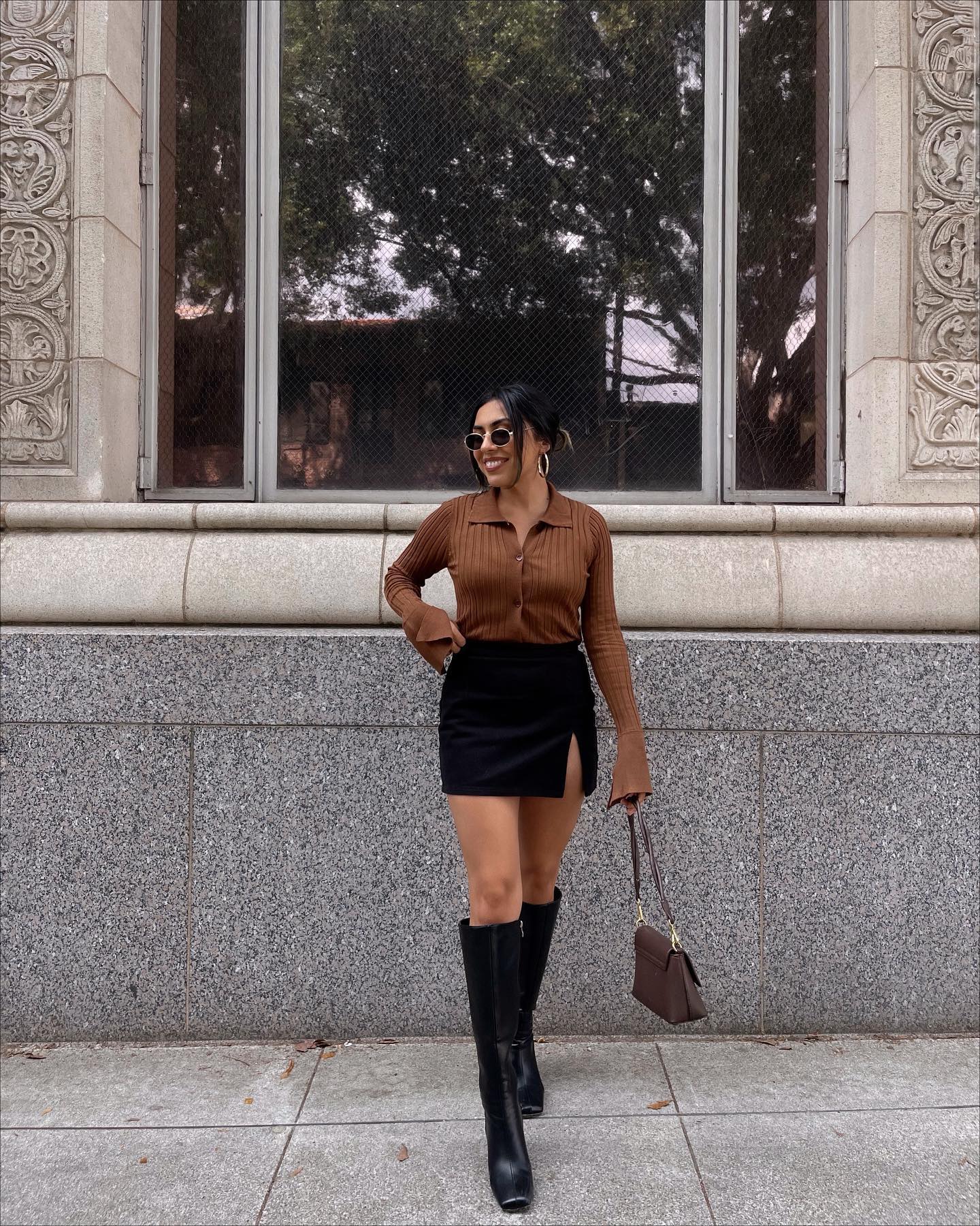 brown button-down sweater