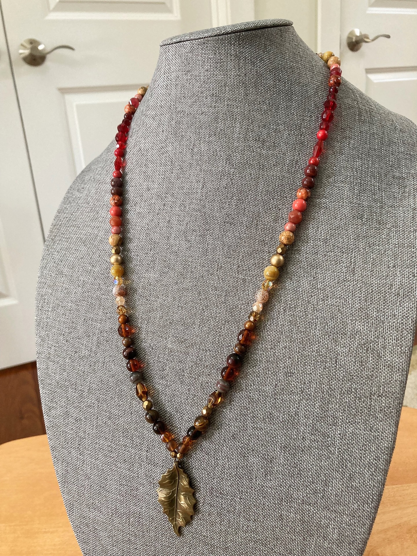 Beaded Fall Leaf Necklaces