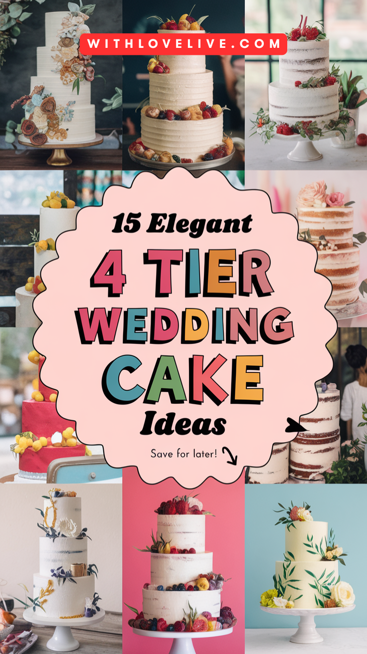 Elegant 4 Tier Wedding Cake Ideas