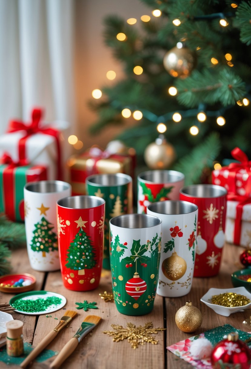 Hand-Painted Christmas Tumblers