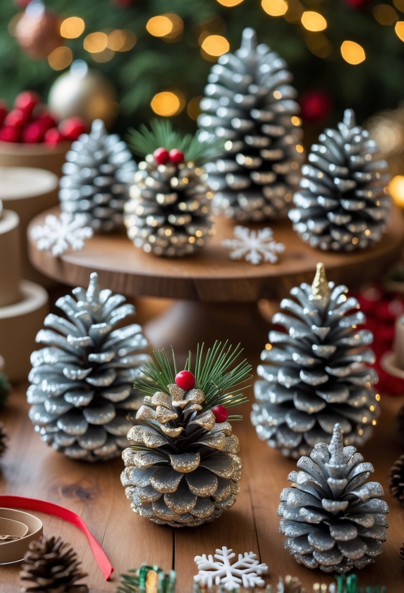 Glittered Pinecone Centerpieces
