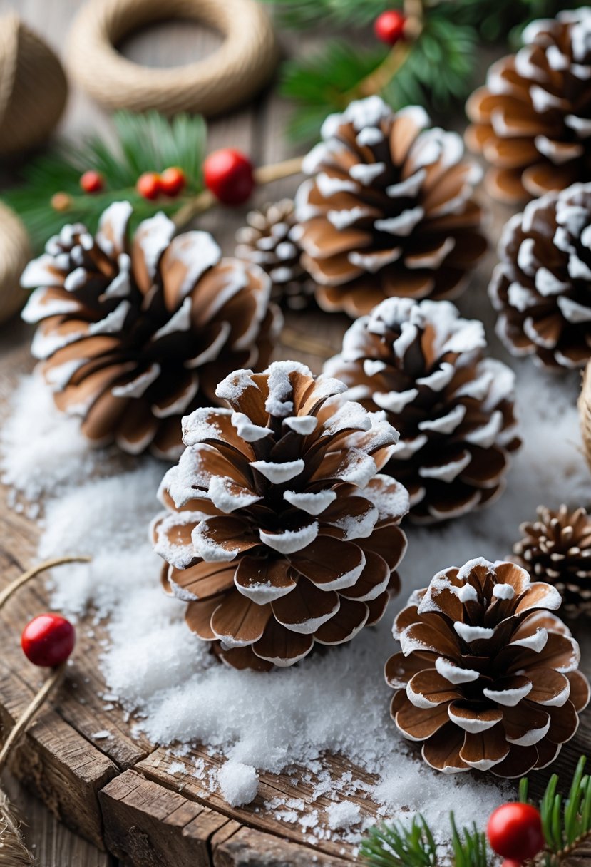 Faux Snow Covered Pinecones