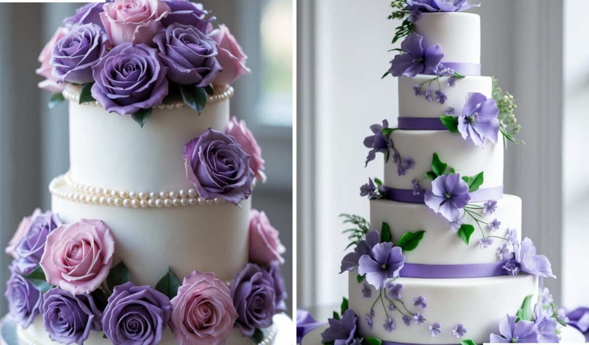 purple wedding cake