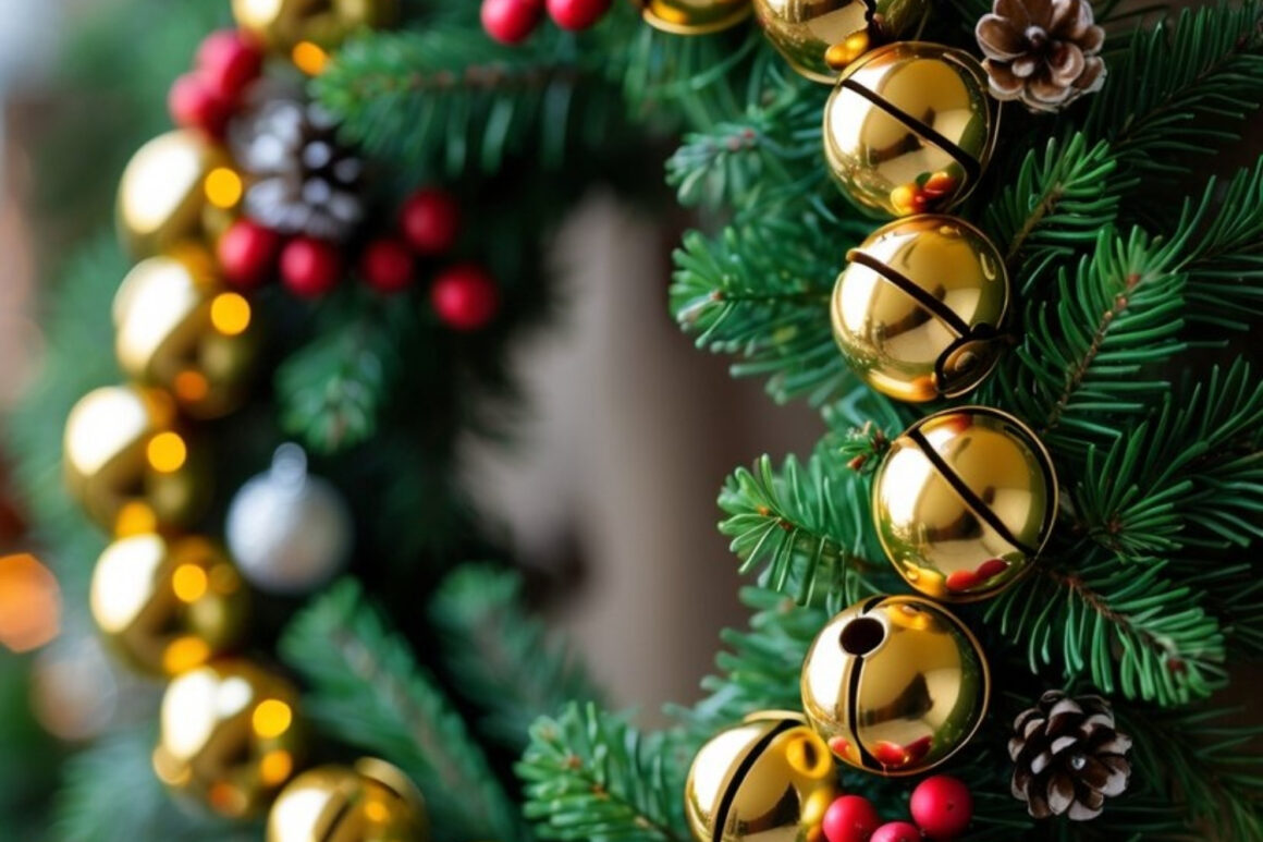 Bell-Adorned Holiday Wreath with Jingle Bells