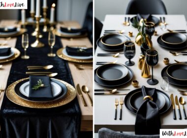 Black and Gold Dinner Table Setting