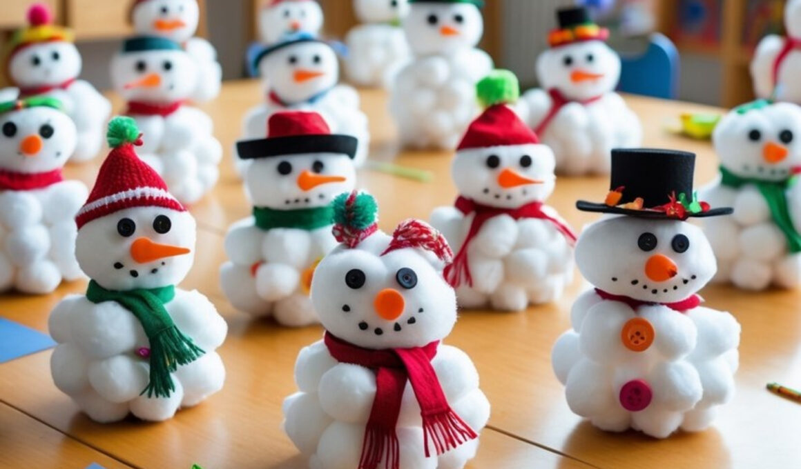 Cotton Ball Snowmen