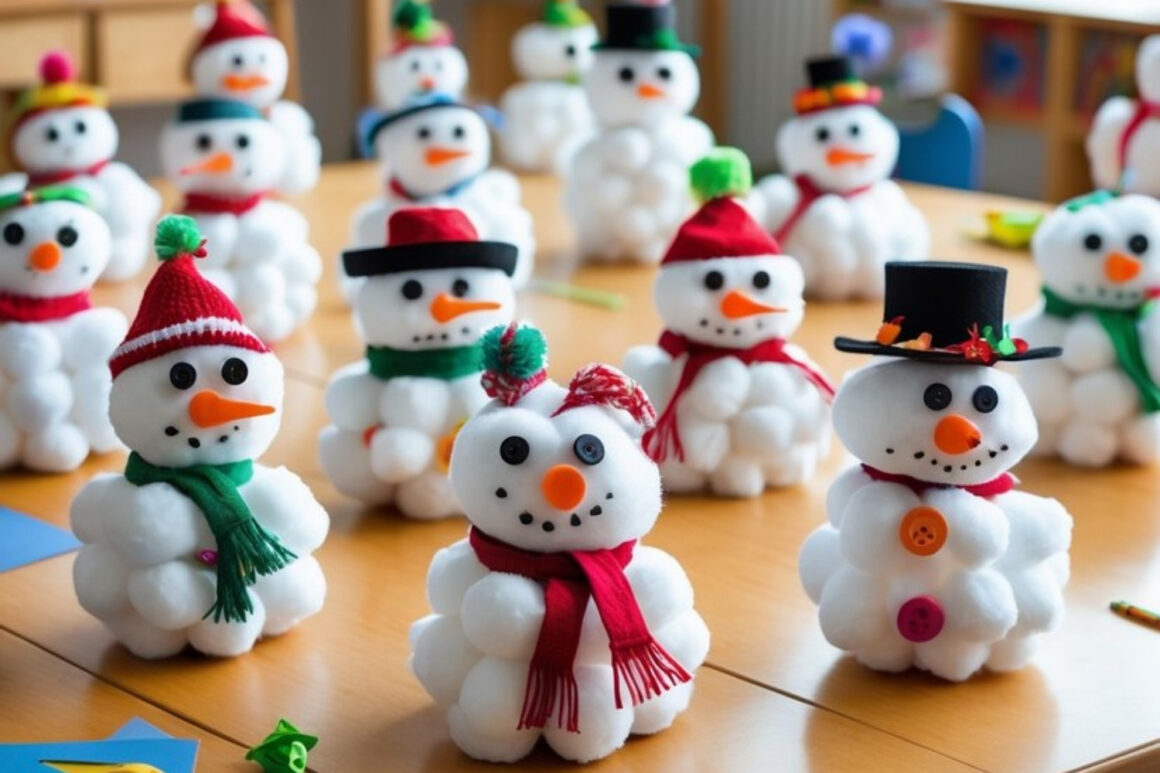 Cotton Ball Snowmen