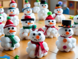 Cotton Ball Snowmen