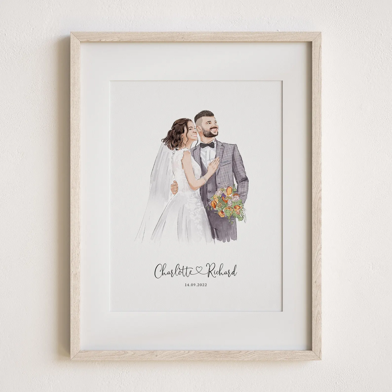 Custom Wedding Portrait Illustration