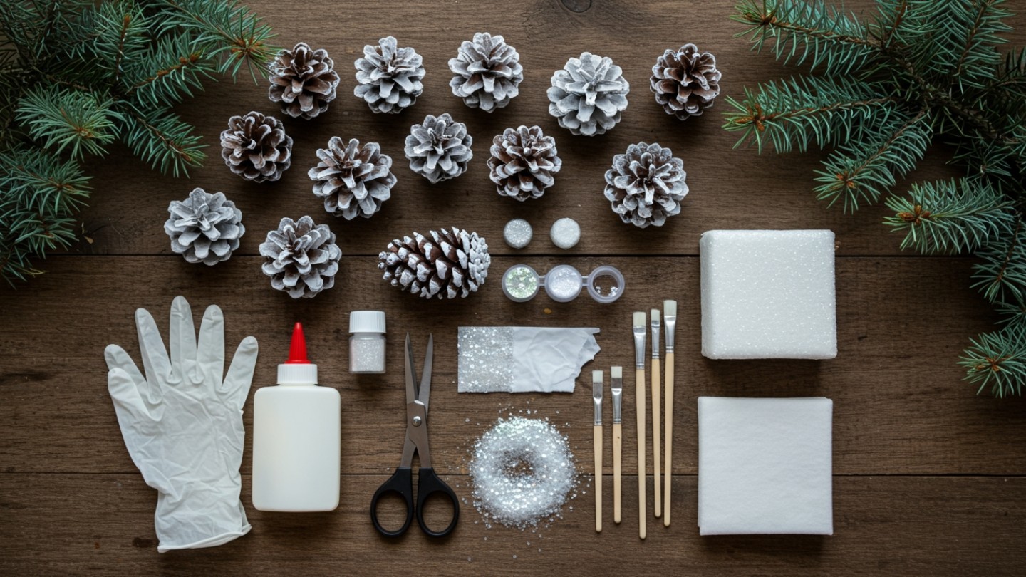 Faux Snow Covered Pinecones