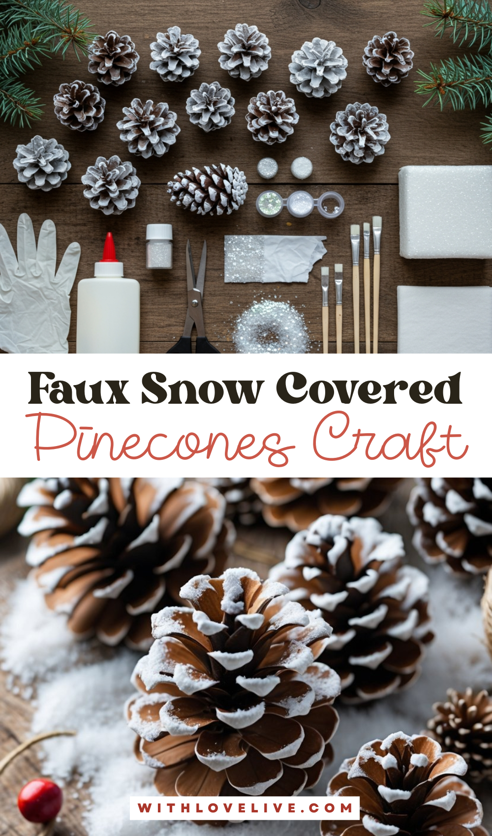 Faux Snow Covered Pinecones