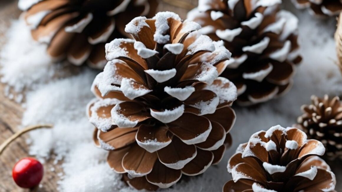 Faux Snow Covered Pinecones