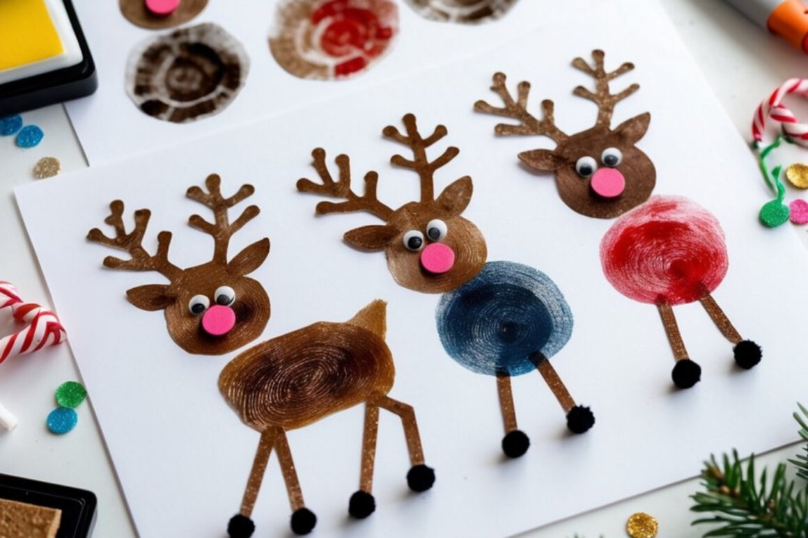 Fingerprint Reindeer Art