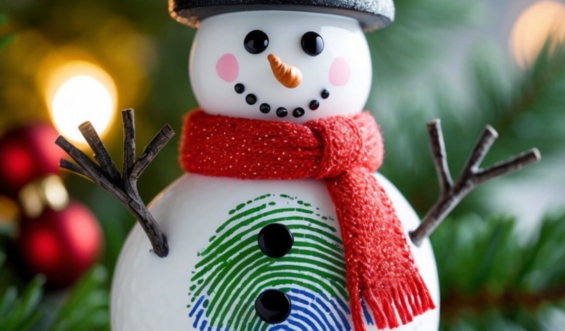 Fingerprint Snowman Ornament