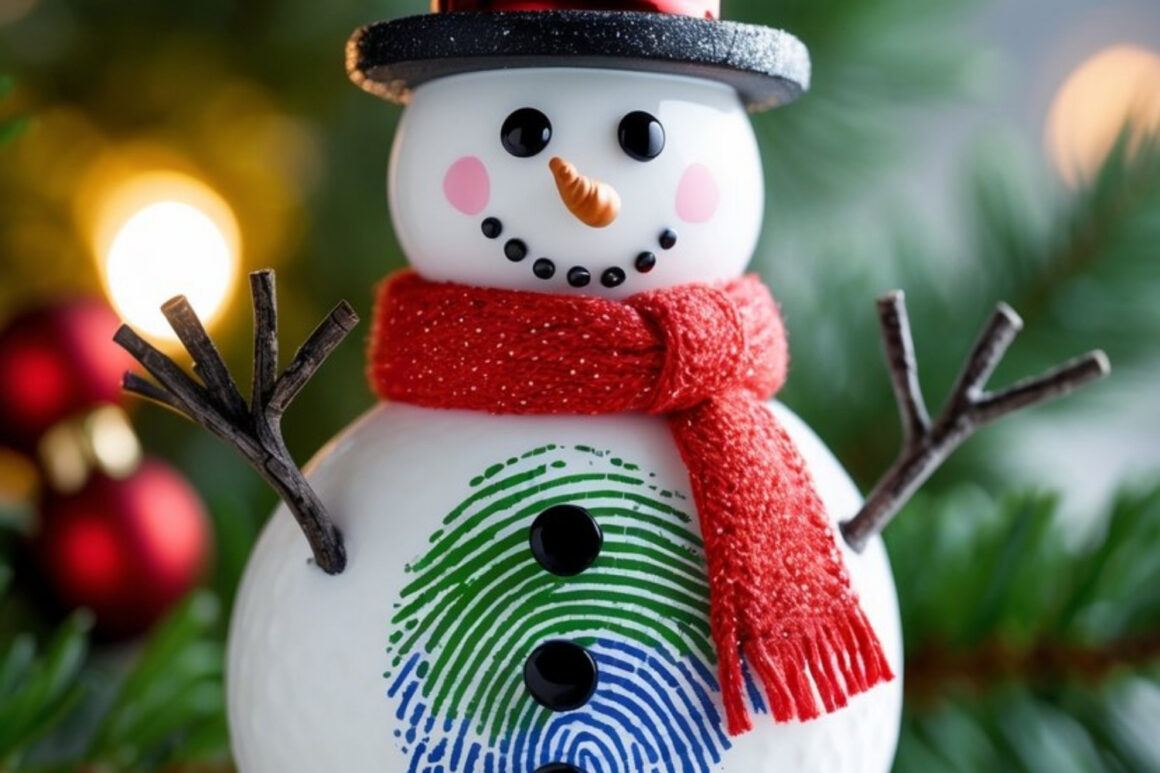 Fingerprint Snowman Ornament