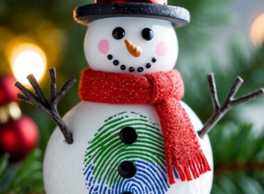 Fingerprint Snowman Ornament