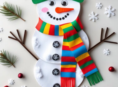 Footprint Snowman with Painted Hat and Scarf