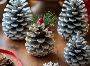 Glittered pinecone centerpieces