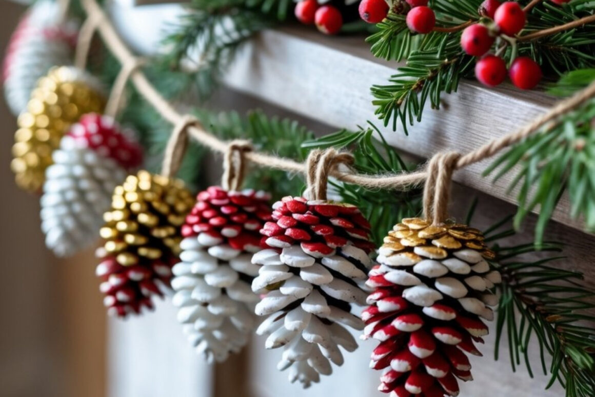 Painted Pine Cone Garland