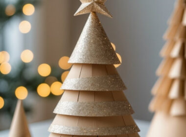 Paper Cone Christmas Tree with Glitter Accents