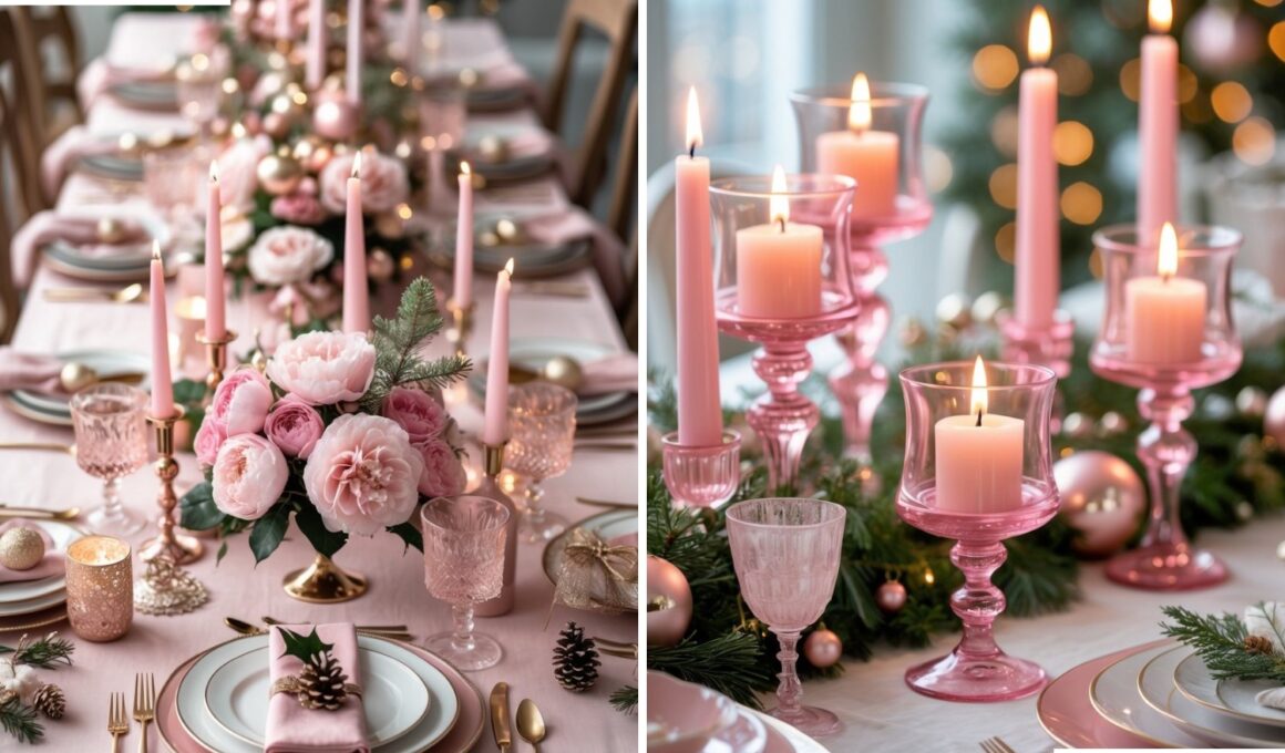 Pink Christmas Table Setting