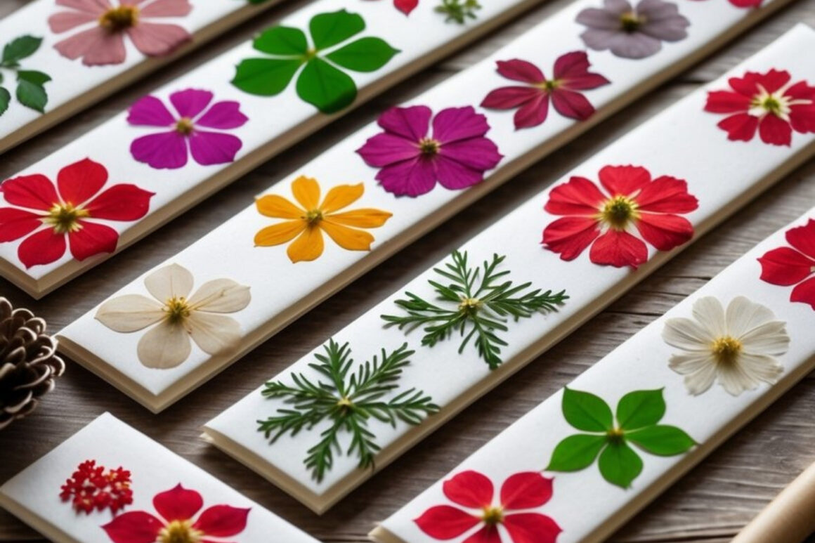 Pressed Flower Christmas Bookmarks