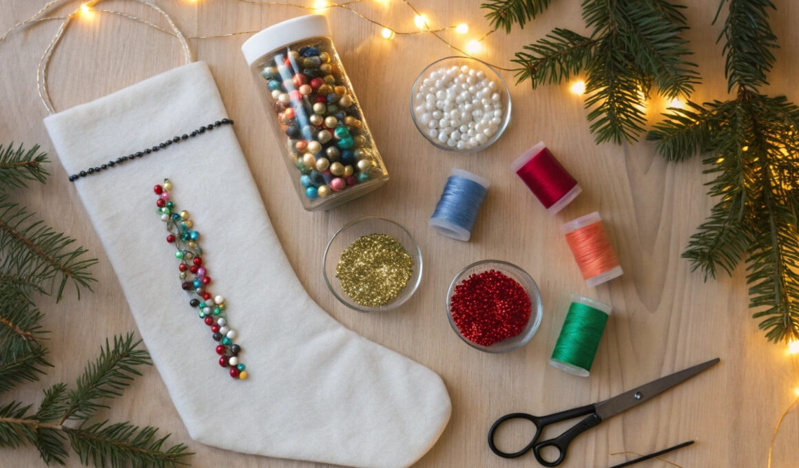 Sequin and Bead Embellished Stocking