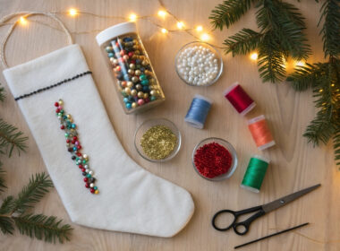 Sequin and Bead Embellished Stocking