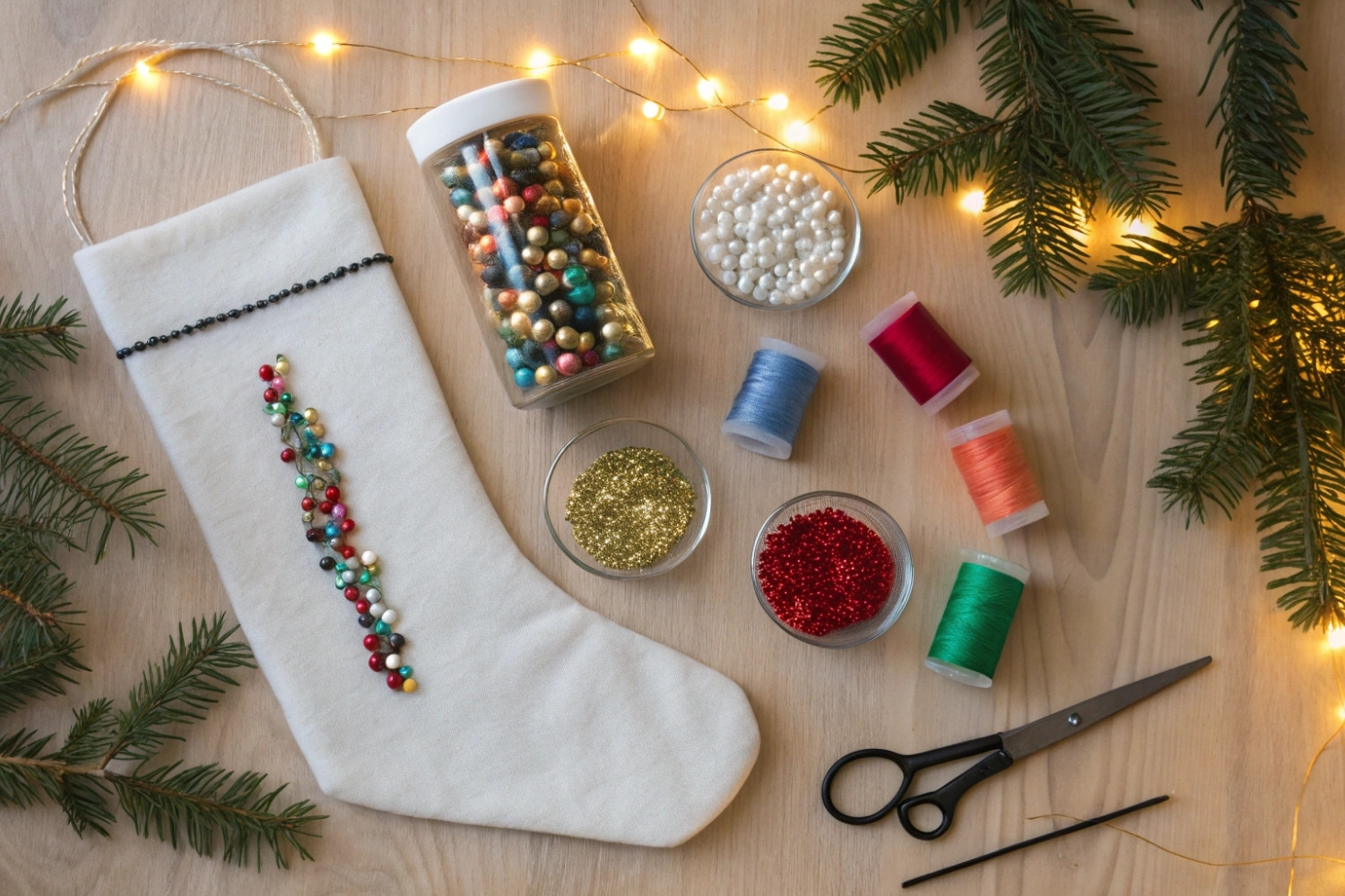 Sequin and Bead Embellished Stocking