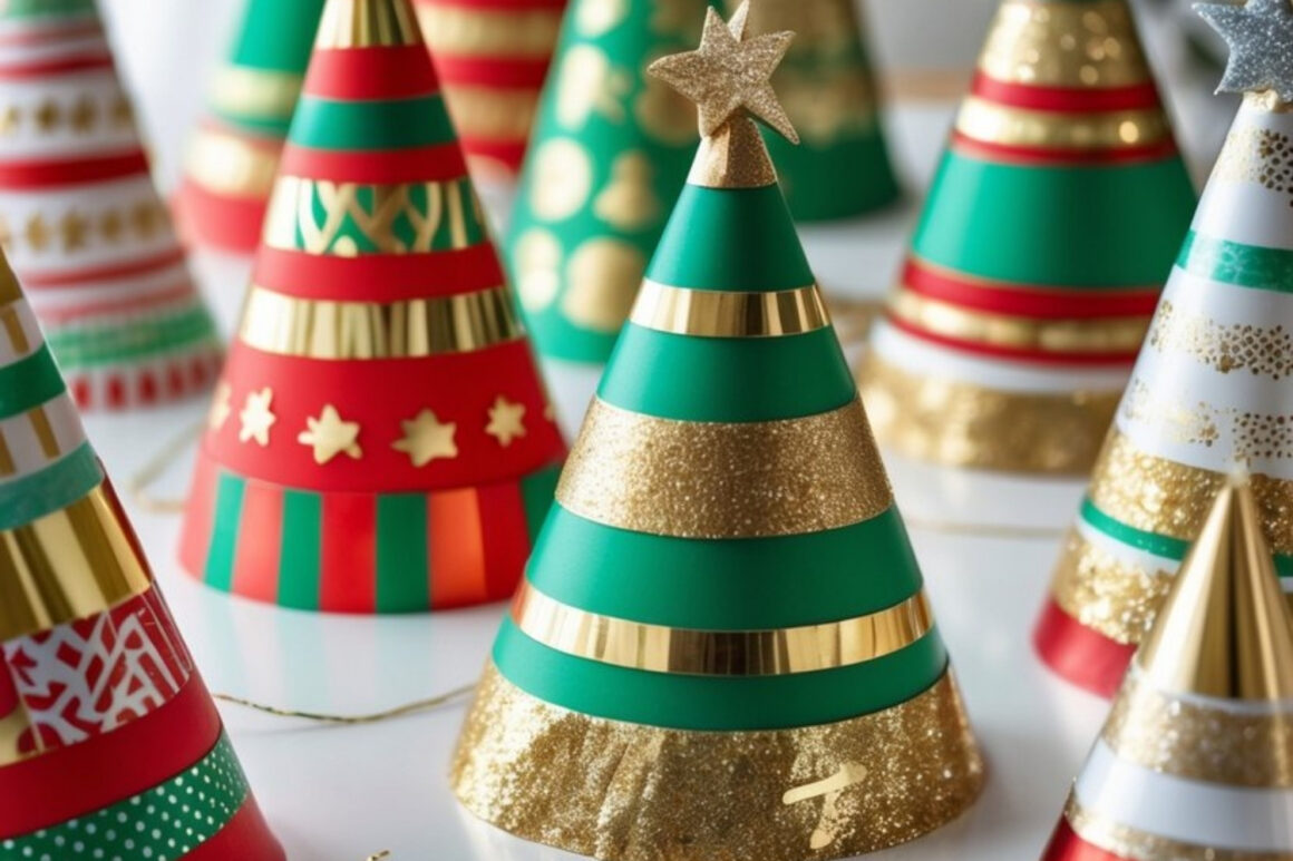 Washi Tape Decorated Christmas Hats