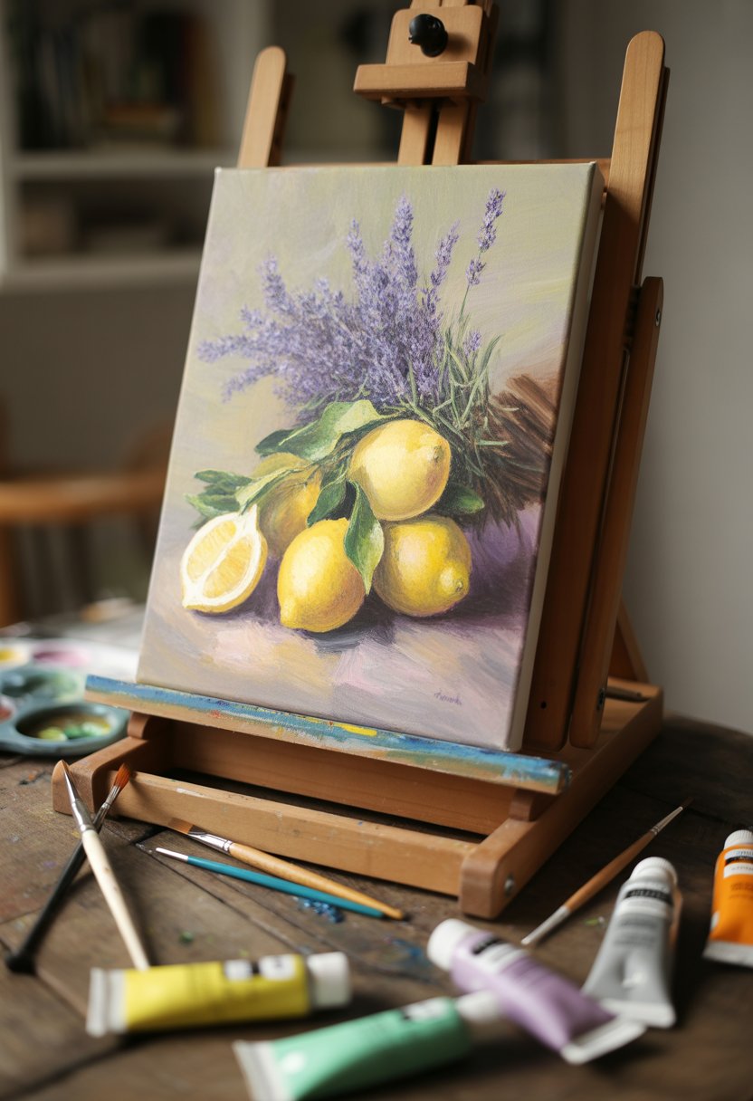Bright Lemon and Lavender Still Life