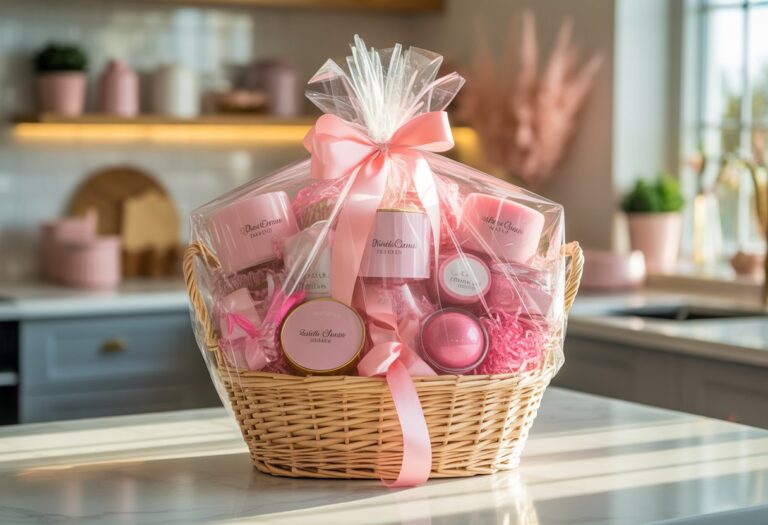 pink gift basket