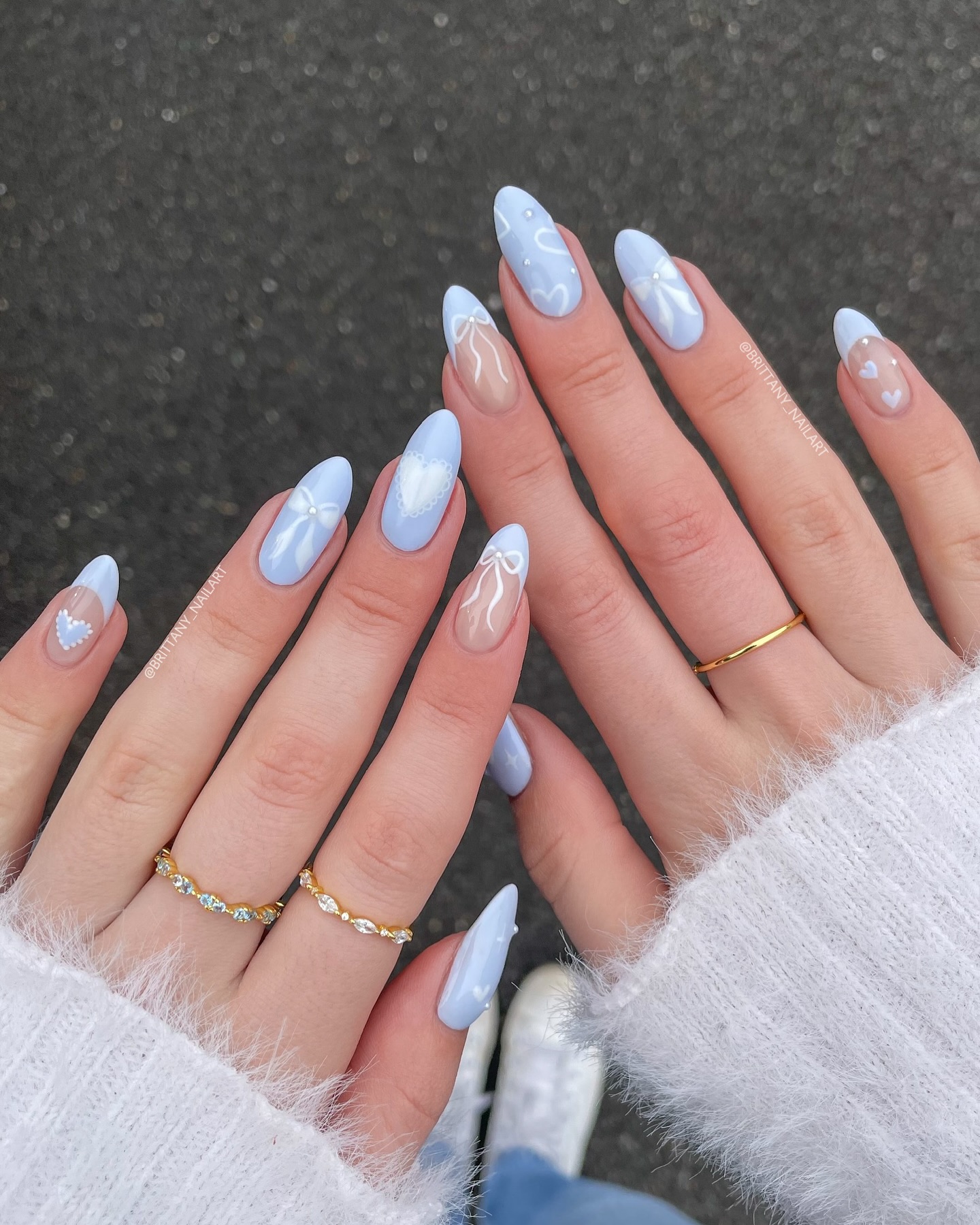 Baby Blue Art and Bow Nails