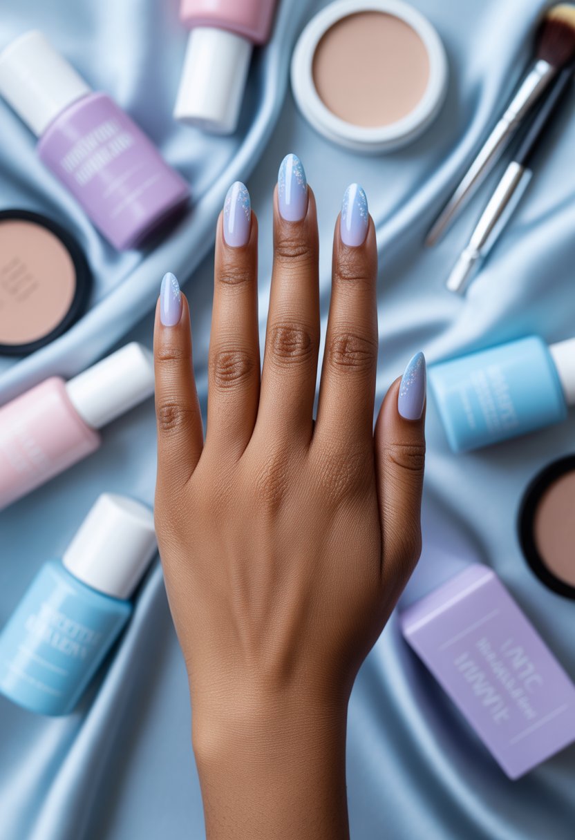 Blue Snow-Haze Aura Nails