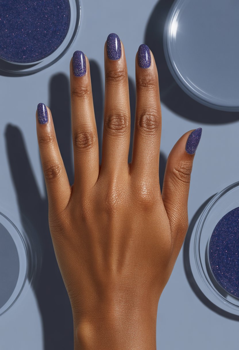 Celestial Indigo Spark Nails