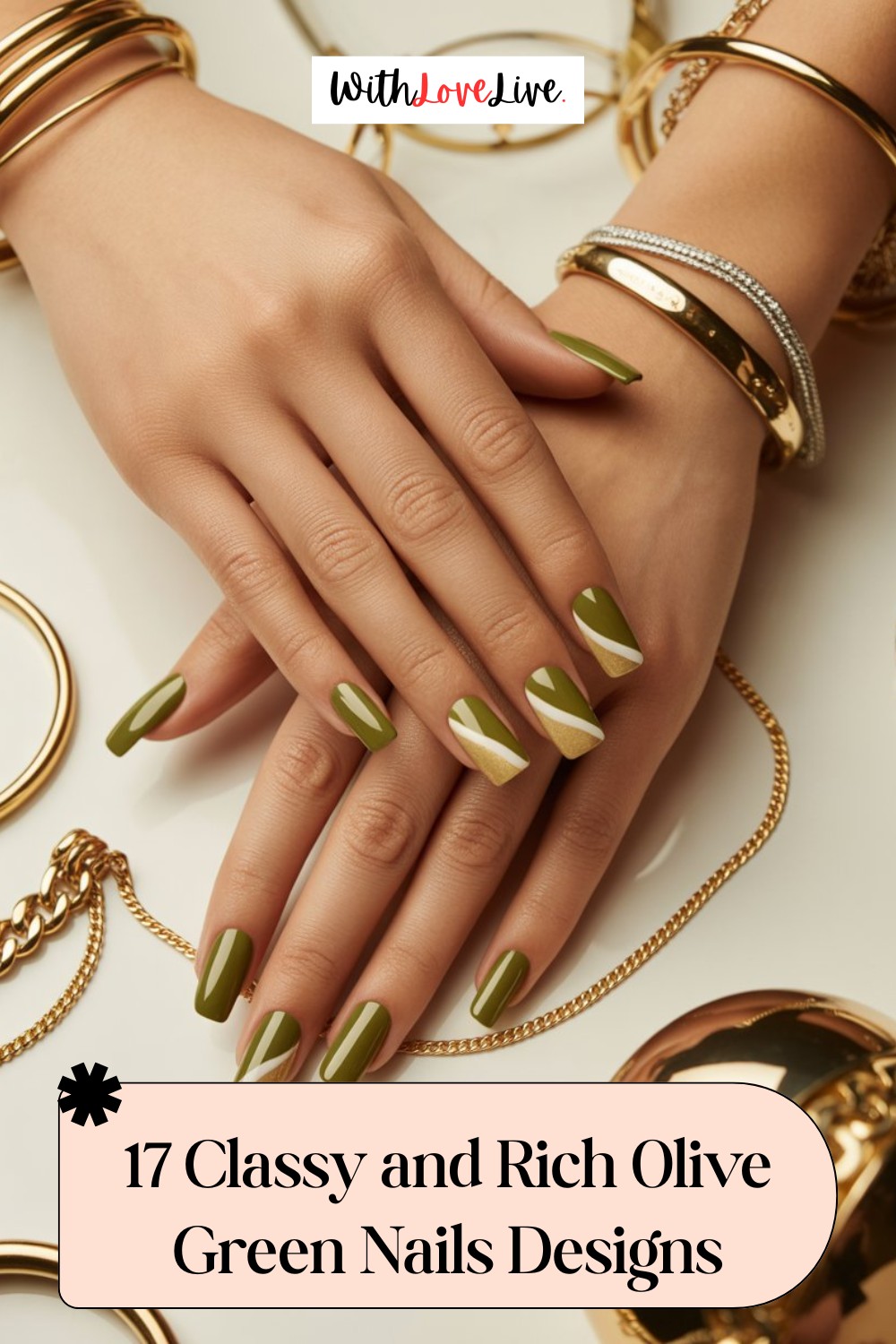 Classy and Rich Olive Green Nails Designs