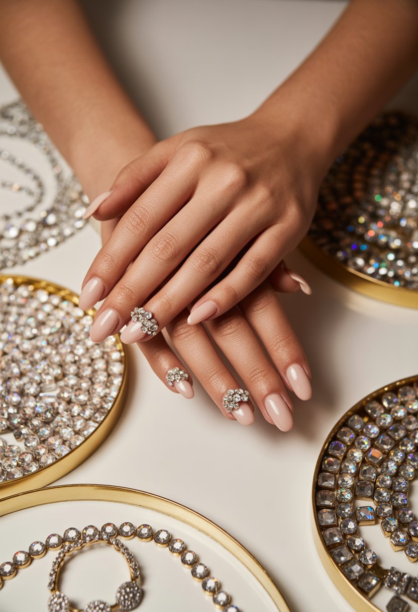 Crystal Cluster Accent Nails