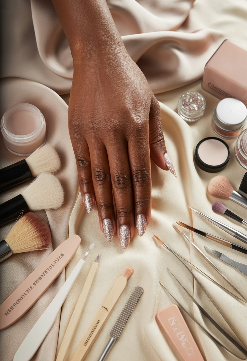 Crystal Glitter Fade Nails