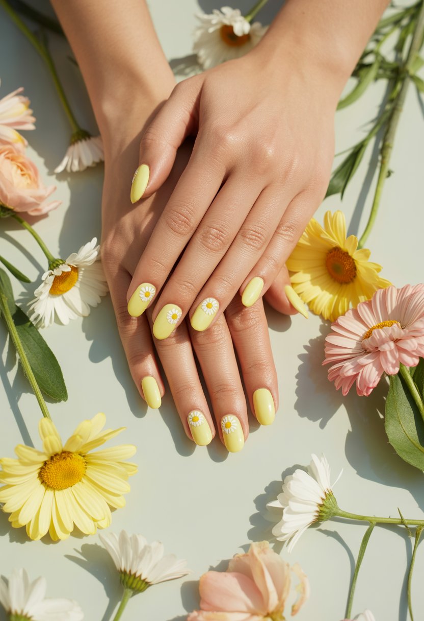 Dainty Daisy Accent Nails