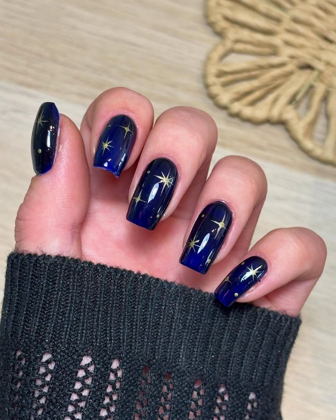 Dreamy Blue Celestial Nails