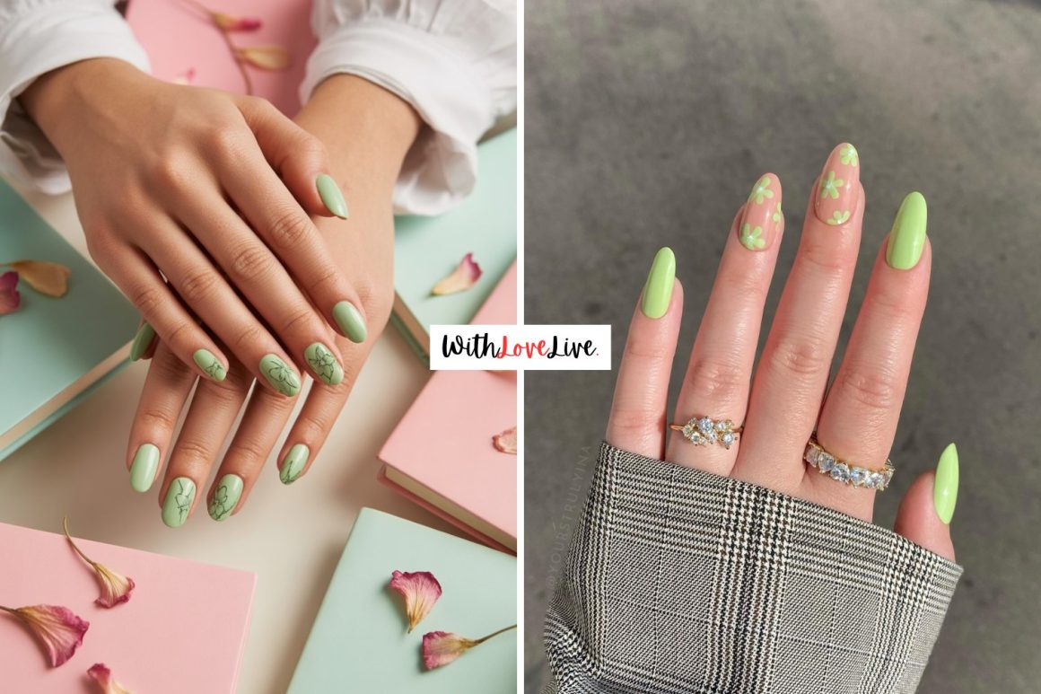 Fresh and Charming Pastel Green Nails Designs