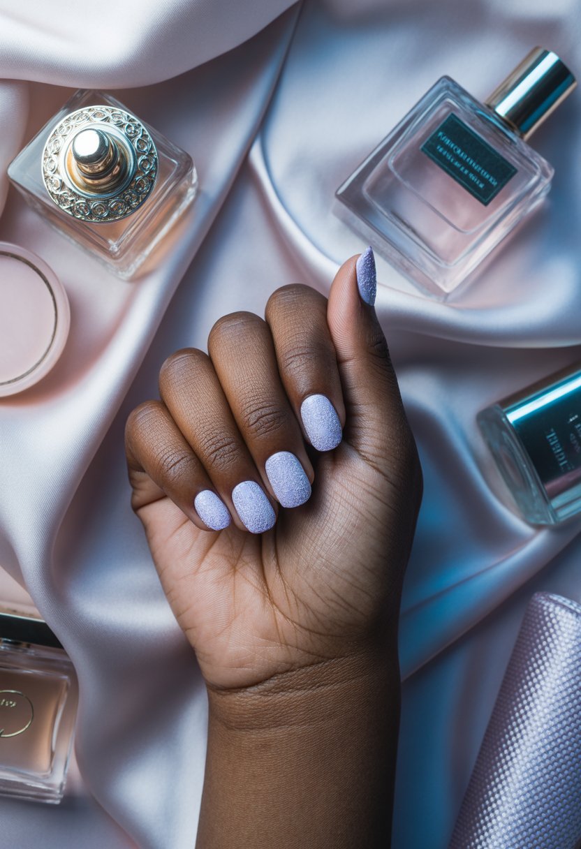 Frosted Moonlit Lavender Nails