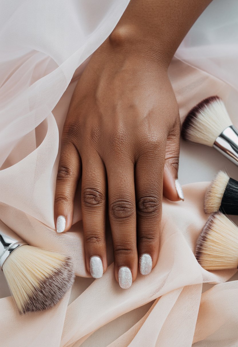 Icy Milky White Nails With Soft Frost Glow