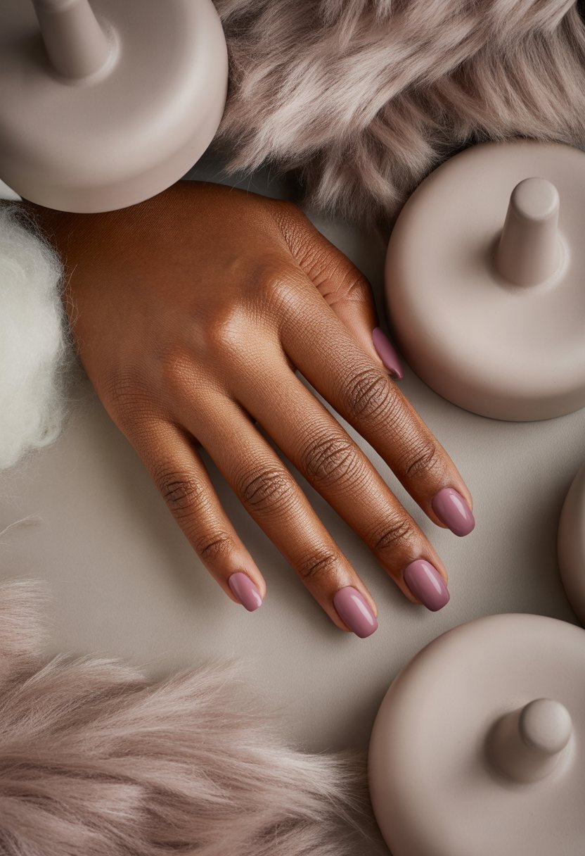 Mauve Pink Matte Winter Nails