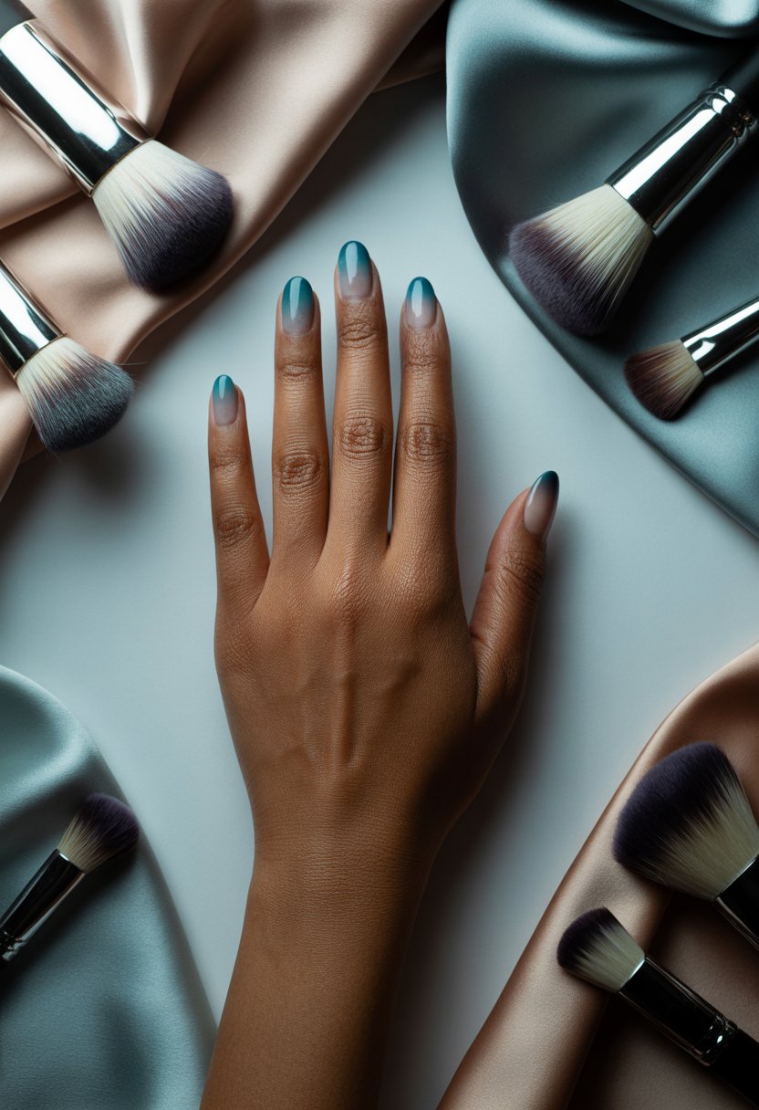Midnight Glow Gradient Nails